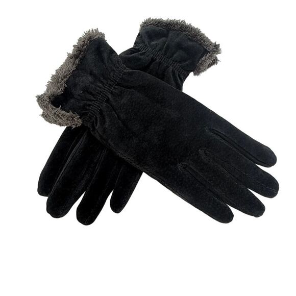 Aris Accessories - ARIS Genuine Leather Gloves Black Faux Fur Lined Women’s Medium
